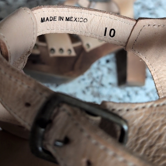 BedStu Caitlin Platform Sandals Rustic Sand Tan Sz 10 Genuine Leather Heels - Picture 11 of 13